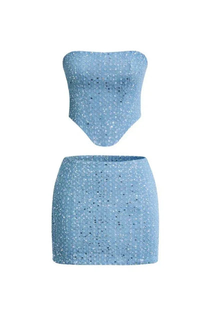 Lovia – Strapless Glitter Co Ord Set