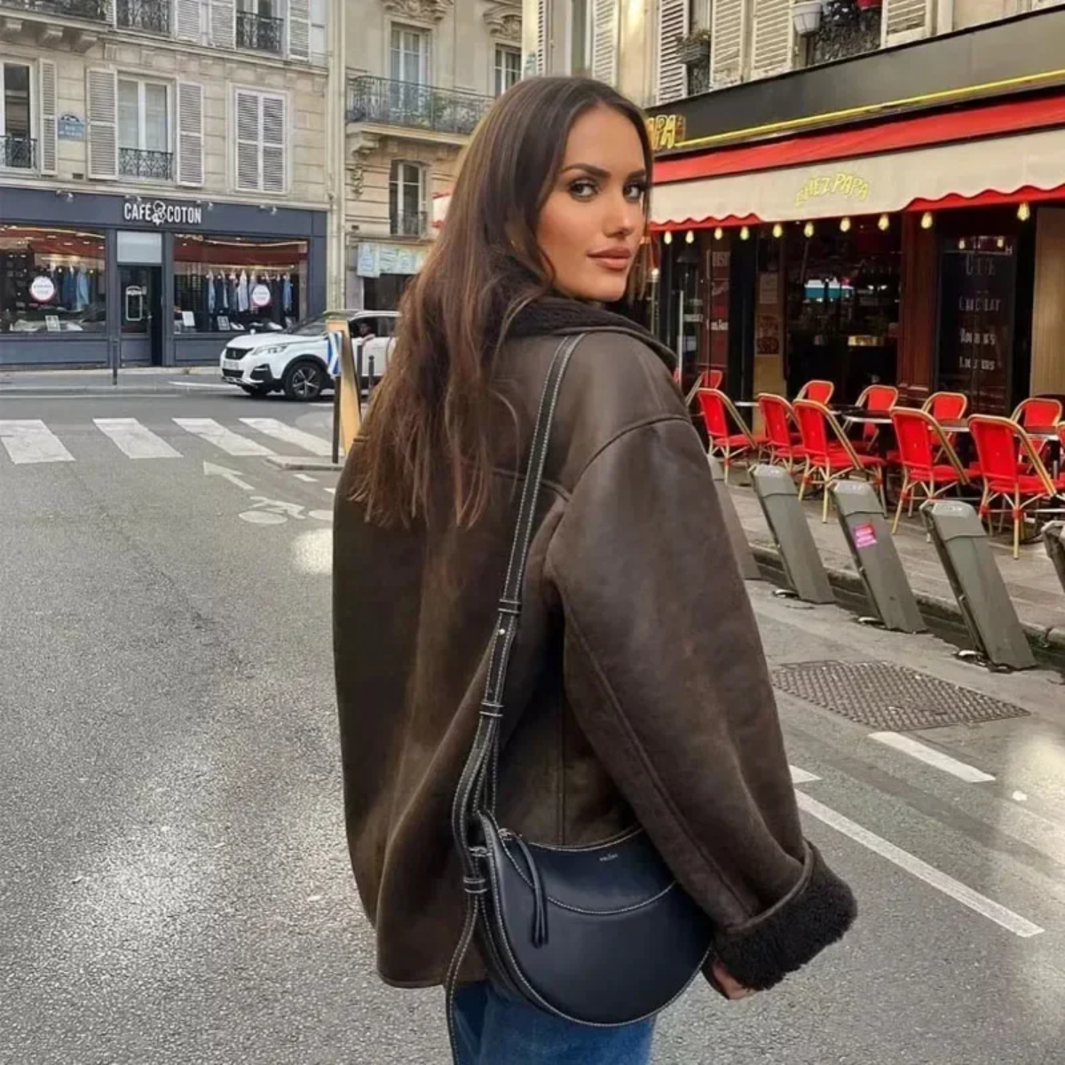 Veste en Cuir Marron