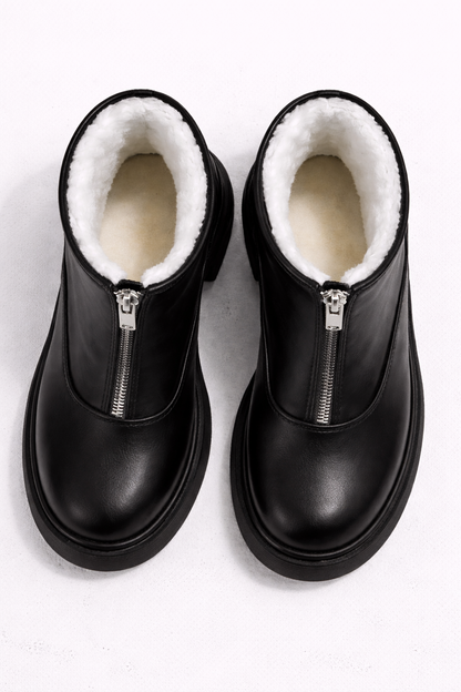 Lovia – Bottines Zippées en Fausse Fourrure