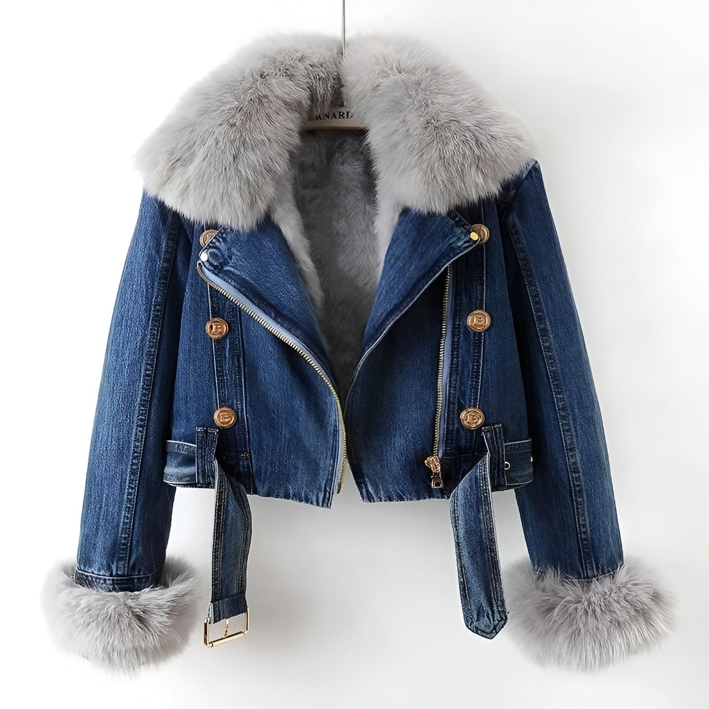 Lovia – Veste en Jean et Fausse Fourrure