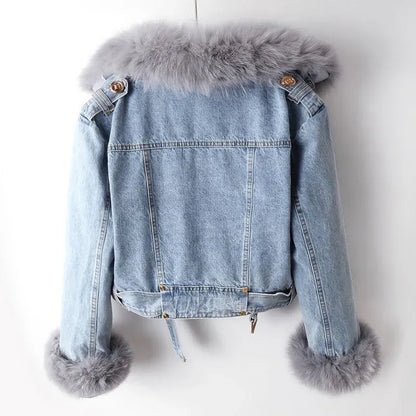 Lovia – Veste en Jean et Fausse Fourrure