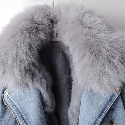 Lovia – Veste en Jean et Fausse Fourrure