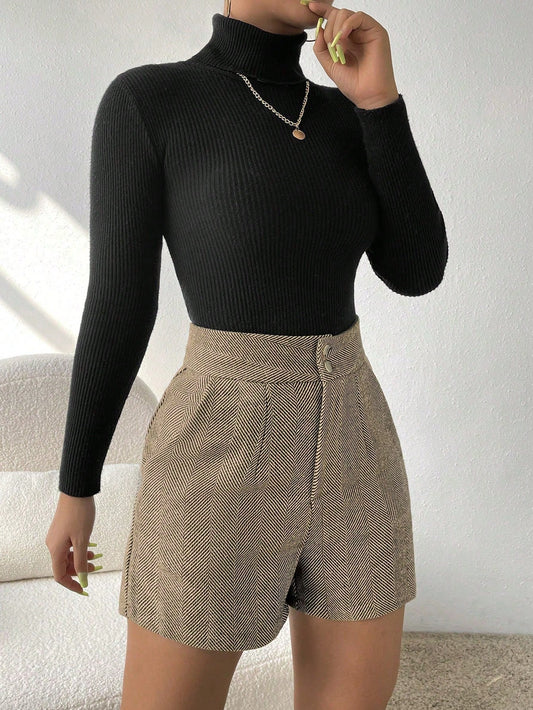 Lovia - Short Taille Haute Motif Chevron