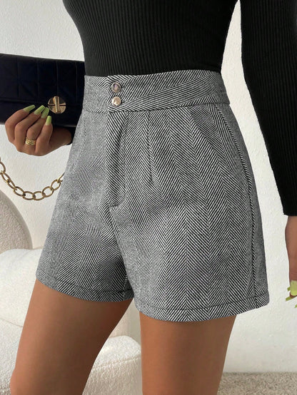 Lovia - Short Taille Haute Motif Chevron
