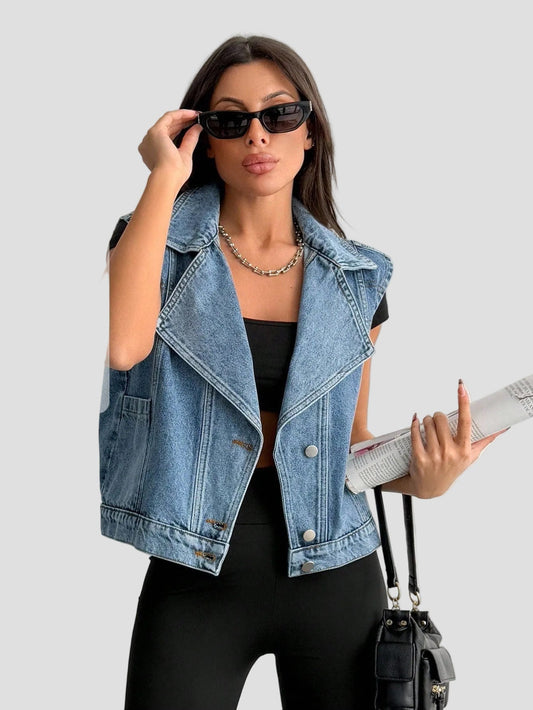 Lovia – Veste en Jean Sans Manches