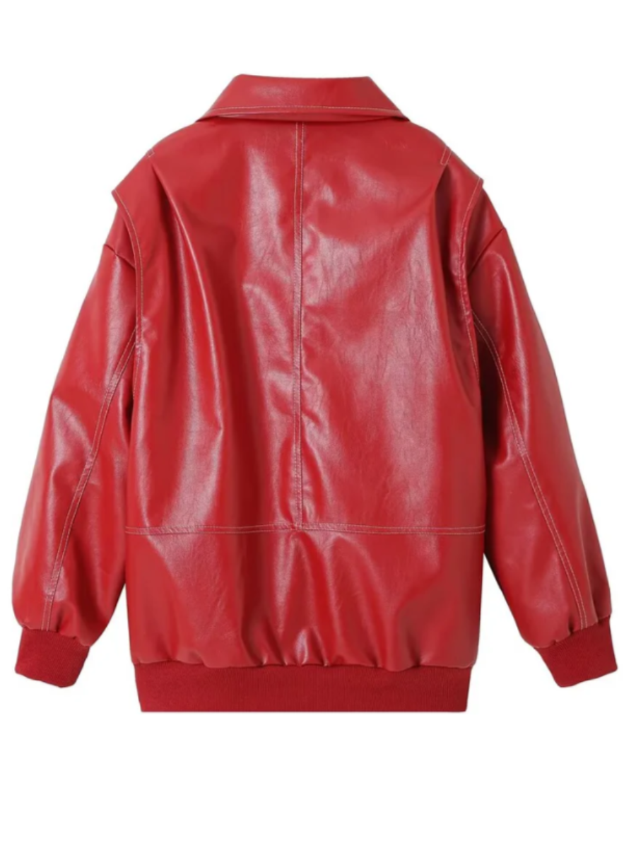Veste Bomber en Cuir Tendance