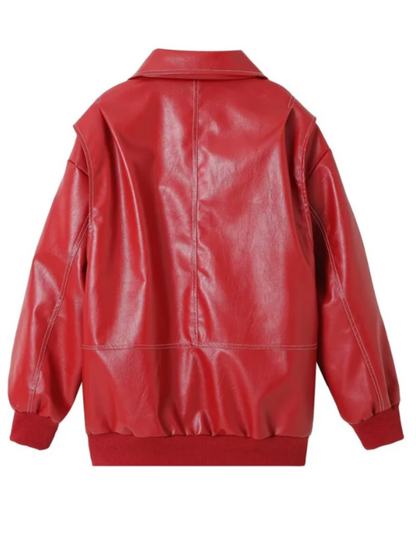 Veste Bomber en Cuir Tendance