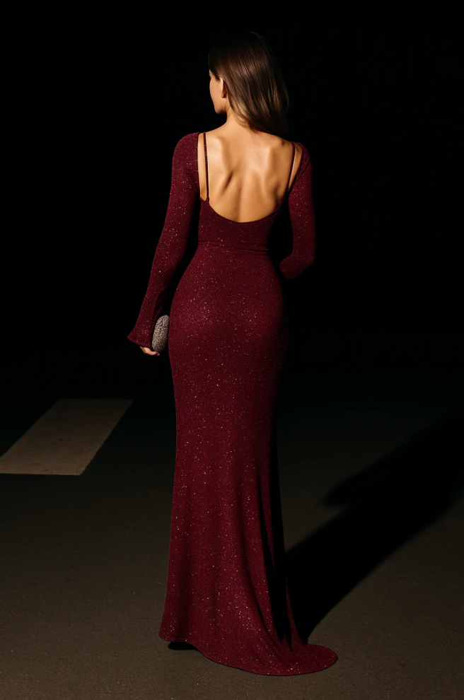 Lovia - Robe Pailletée Bordeaux