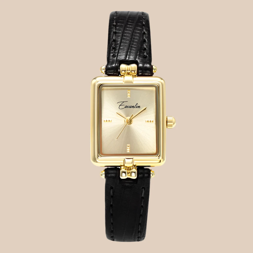 Montre Femme Dorée avec Bracelet en Cuir Classique