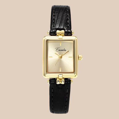 Montre Femme Dorée avec Bracelet en Cuir Classique