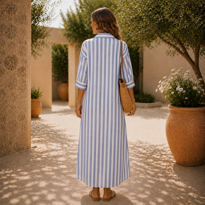 Lovia – Robe Chemise Maxi Rayée